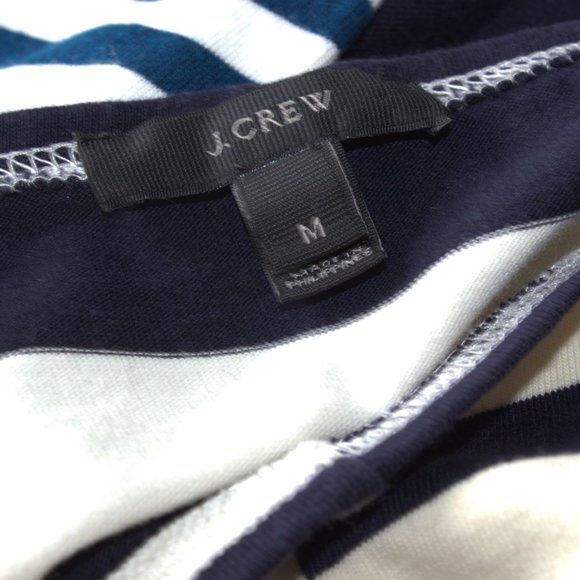 J. Crew | Patchwork Striped 3/4 Sleeve Shirt | Blue-White-Cream | F1456 | Size M - Picture 10 of 11